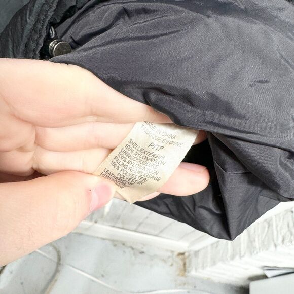 THEORY Jacket Women Size P/ Small Black Full Zip Hooded Double Pocket Black Fur - Picture 3 of 4